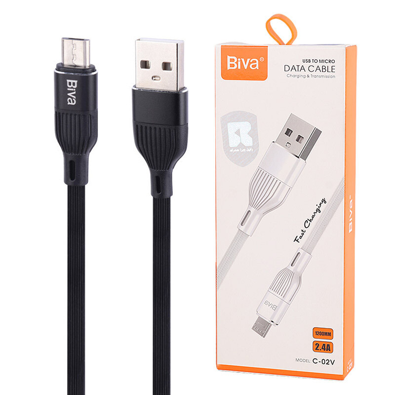 کابل میکرو یو اس بی فست شارژ 2.4 آمپر بیوا C-02V طول 1.2 متر
