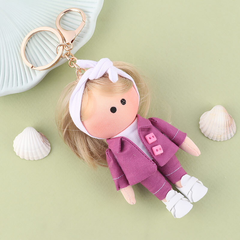 جاسوییچی عروسکی دست ساز رها لباس سفید بنفش