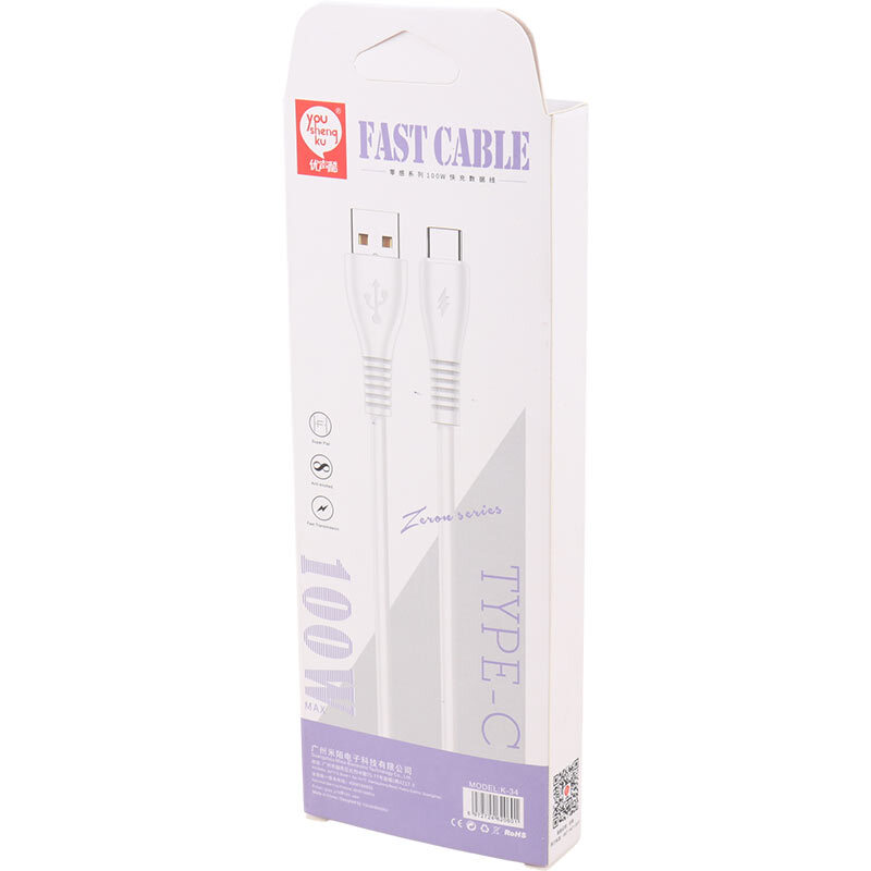 کابل تایپ سی فست شارژ 100 وات You Shenq Ku K-34 طول 1 متر