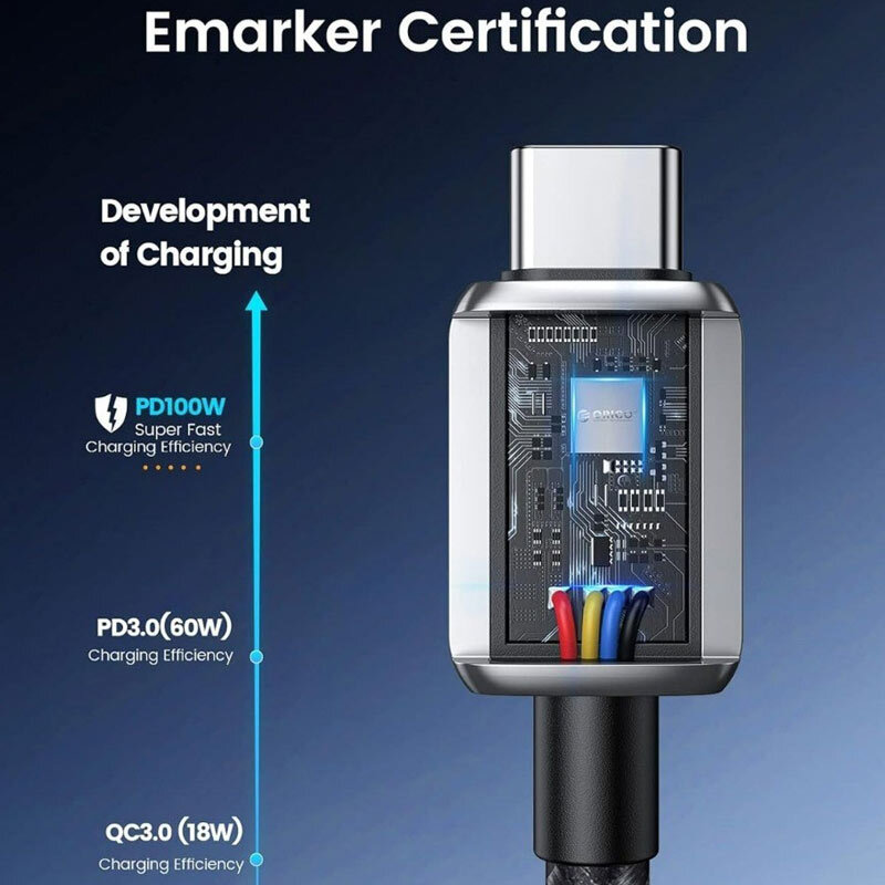 کابل دو سر تایپ سی فست شارژ 100 وات اوریکو GQZB100-10 طول 1 متر