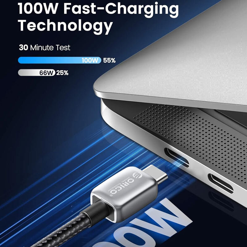 کابل دو سر تایپ سی فست شارژ 100 وات اوریکو GQZB100-10 طول 1 متر