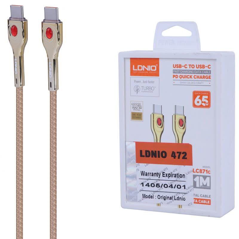کابل دو سر تایپ سی فست شارژ 65 وات الدینیو LC871C طول 1 متر