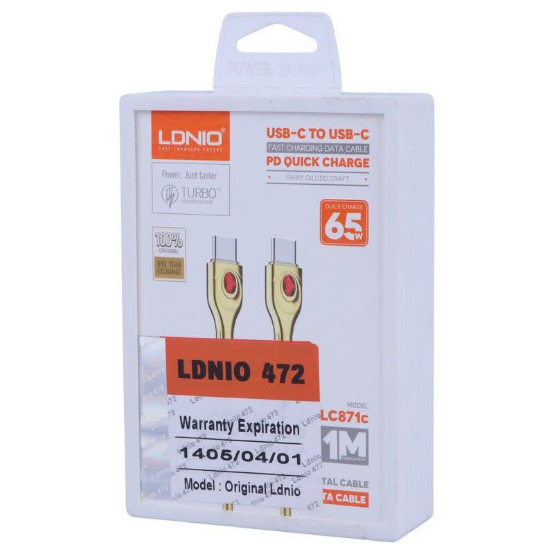 کابل دو سر تایپ سی فست شارژ 65 وات الدینیو LC871C طول 1 متر