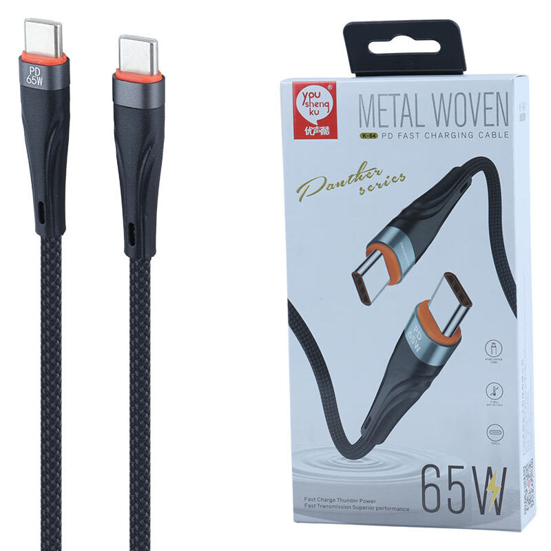کابل دو سر تایپ سی فست شارژ 65 وات You Shenq Ku K-64 طول 1 متر