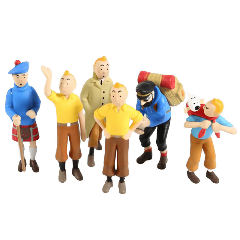 اکشن فیگور طرح تن تن و کاپیتان هادوک بسته 6 عددی