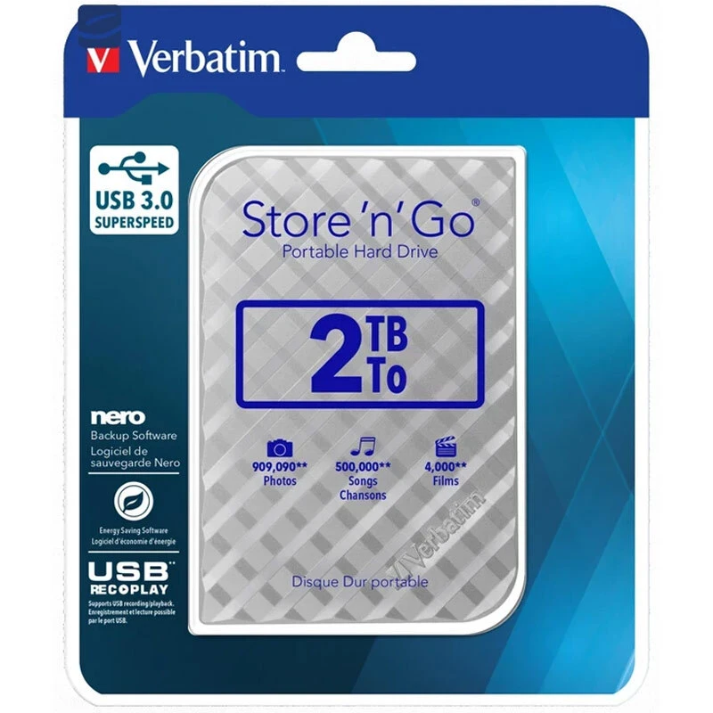 هارد اکسترنال ورباتیم Verbatim Store n Go 2TB + هدیه کیف هارد