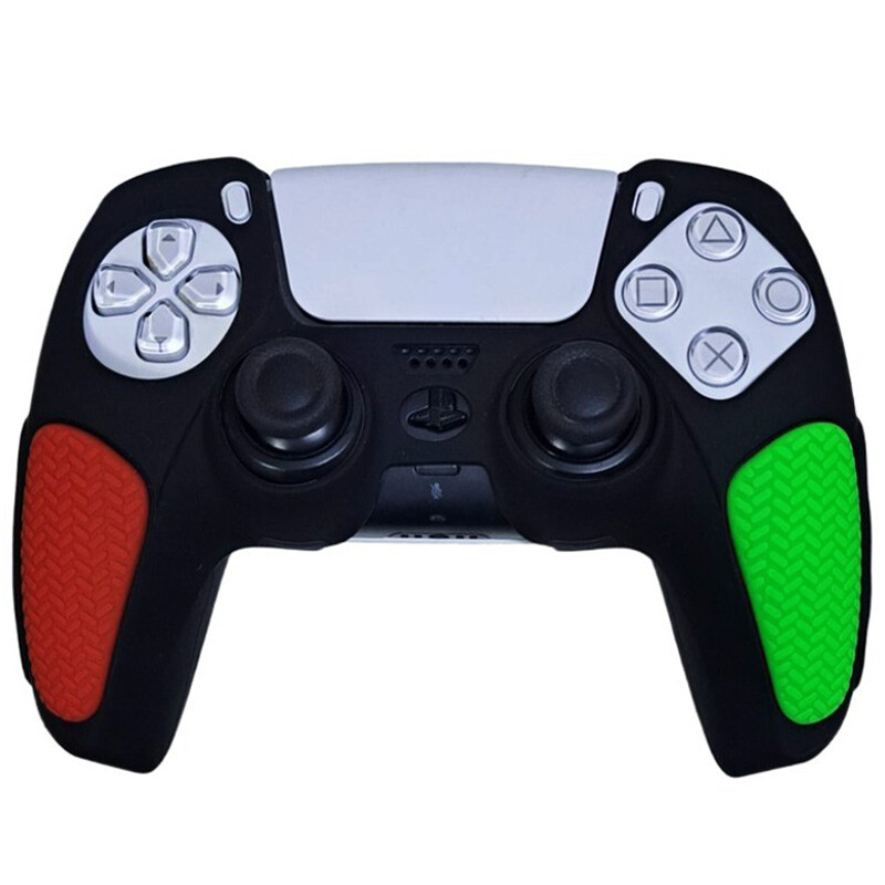 روکش دسته بازی PS5 استوپ دار زمینه مشکی سبز قرمز