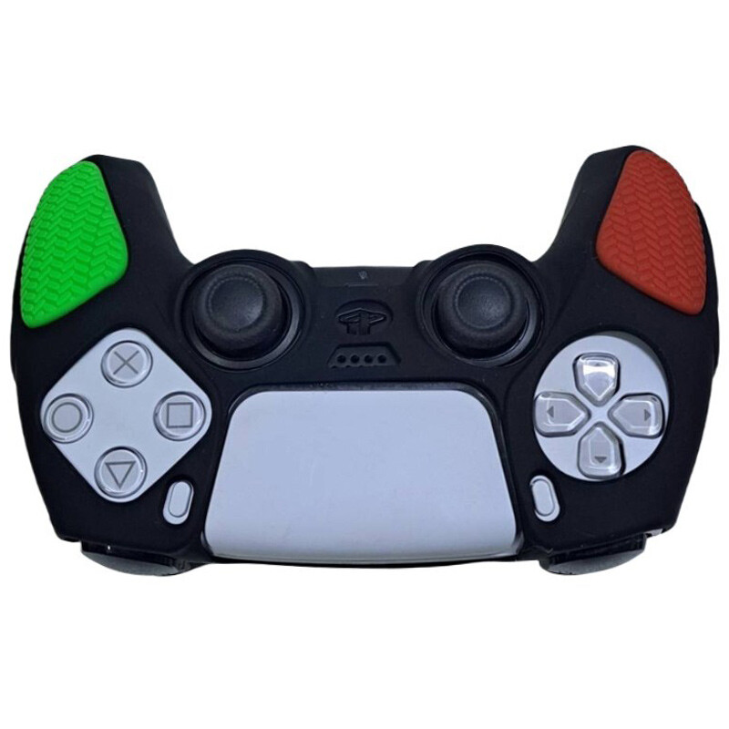 روکش دسته بازی PS5 استوپ دار زمینه مشکی سبز قرمز