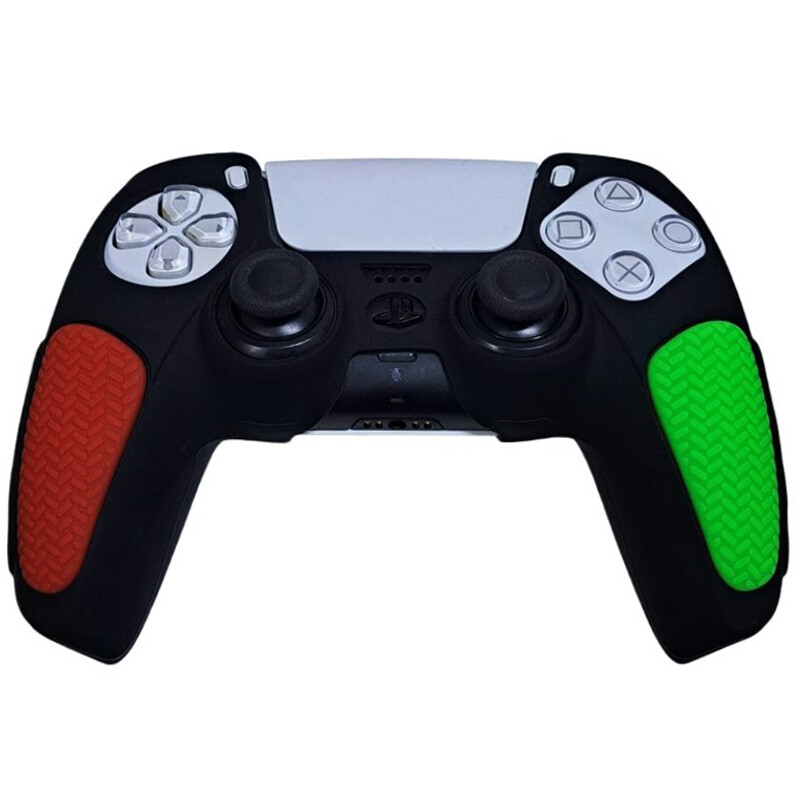 روکش دسته بازی PS5 استوپ دار زمینه مشکی سبز قرمز