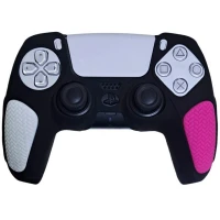 روکش دسته بازی PS5 استوپ دار زمینه مشکی سفید صورتی