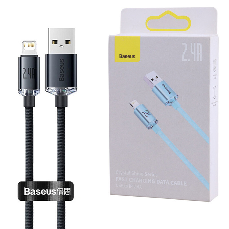 کابل لایتنینگ فست شارژ 2.4 آمپر باسئوس Crystal Shine CAJY00010 طول 2 متر