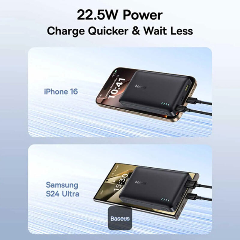 پاور بانک فست شارژ باسئوس EnerFill FP21 P1008210D PD 22.5W ظرفیت 10000 میلی آمپر ساعت