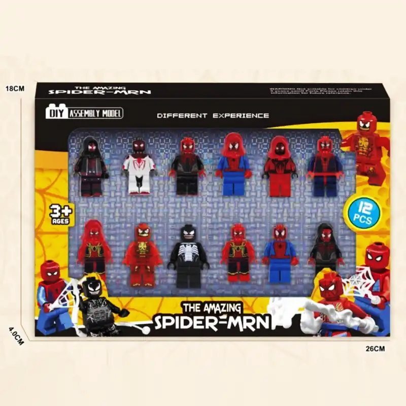 مینی فیگور شخصیت های اسپایدرمن Diy کد 22643 بسته 12 عددی