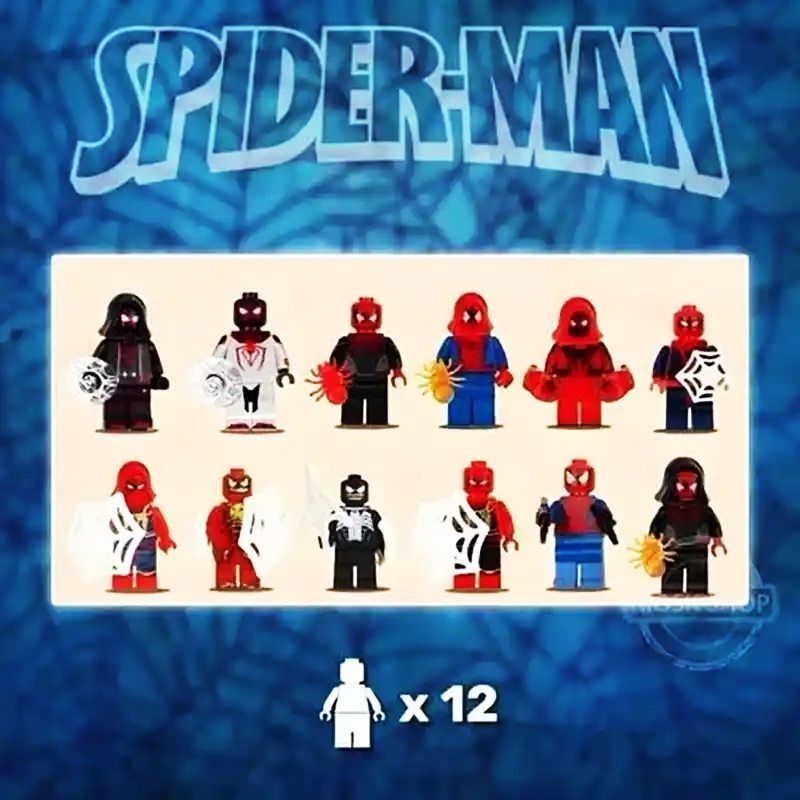 مینی فیگور شخصیت های اسپایدرمن Diy کد 22643 بسته 12 عددی