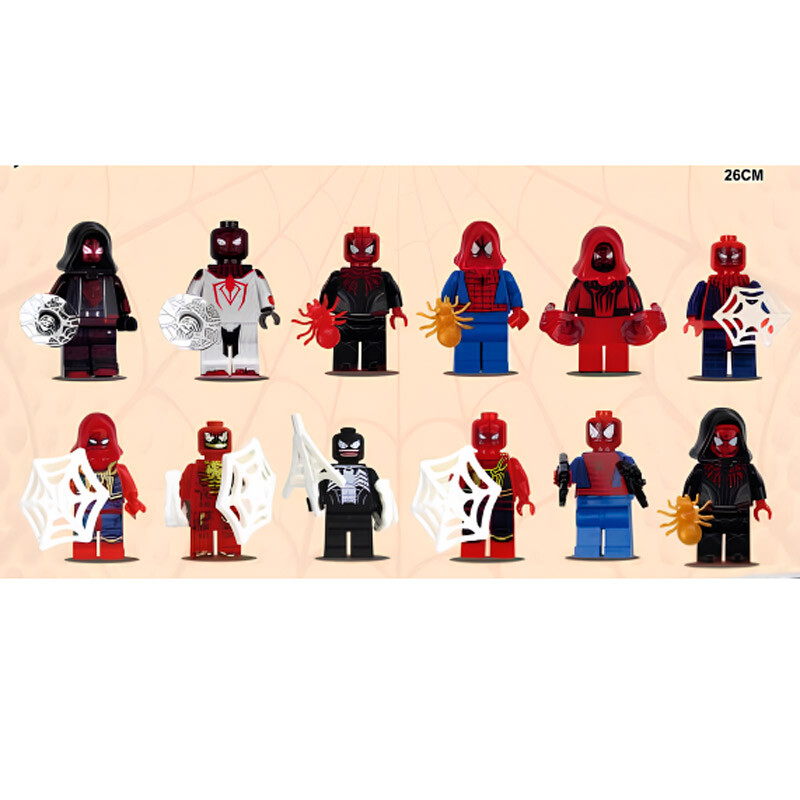 مینی فیگور شخصیت های اسپایدرمن Diy کد 22643 بسته 12 عددی