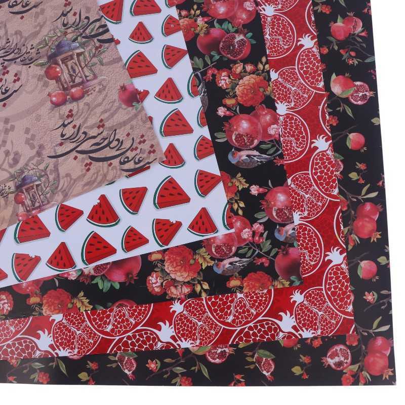 کاغذ کادو طرح دار یلدایی آذین کد 339 بسته 50 عددی