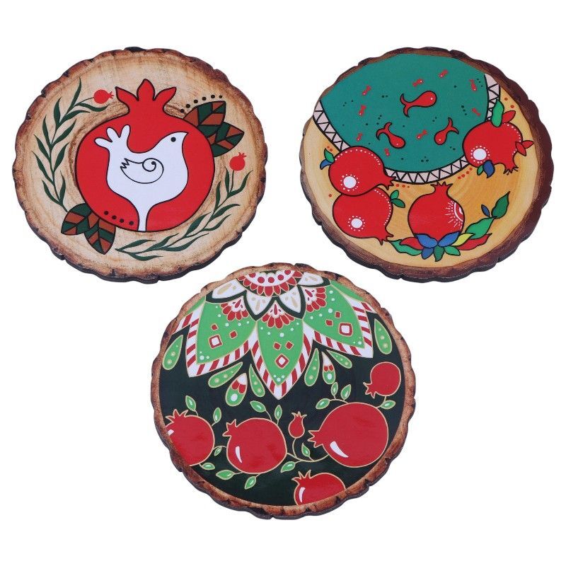 زیر لیوانی چوبی یلدایی طرح درخت رویال