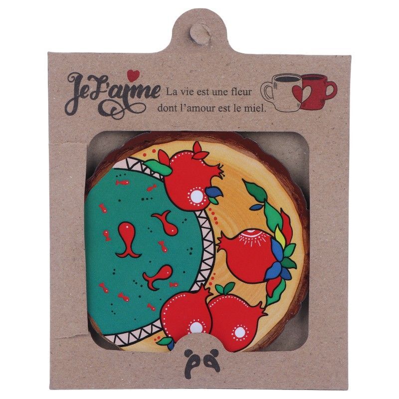 زیر لیوانی چوبی یلدایی طرح درخت رویال