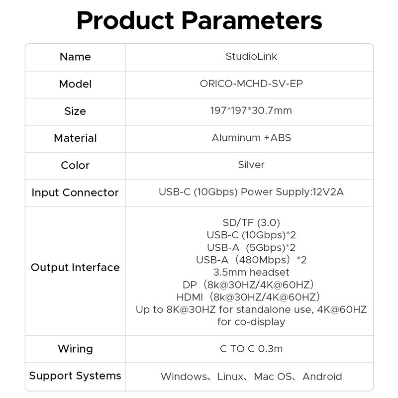 هاب 11 پورت Type-C اوریکو MCHD