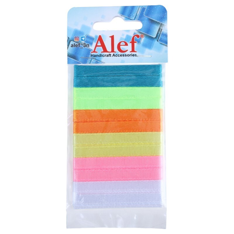 روبان ساتن 0.8 سانتی متر Alef بسته 6 عددی