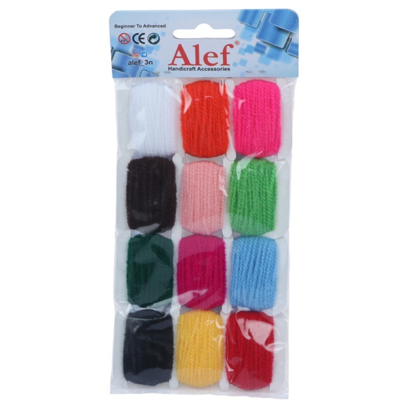 نخ کاموا 12 رنگ Alef طول 4 متر