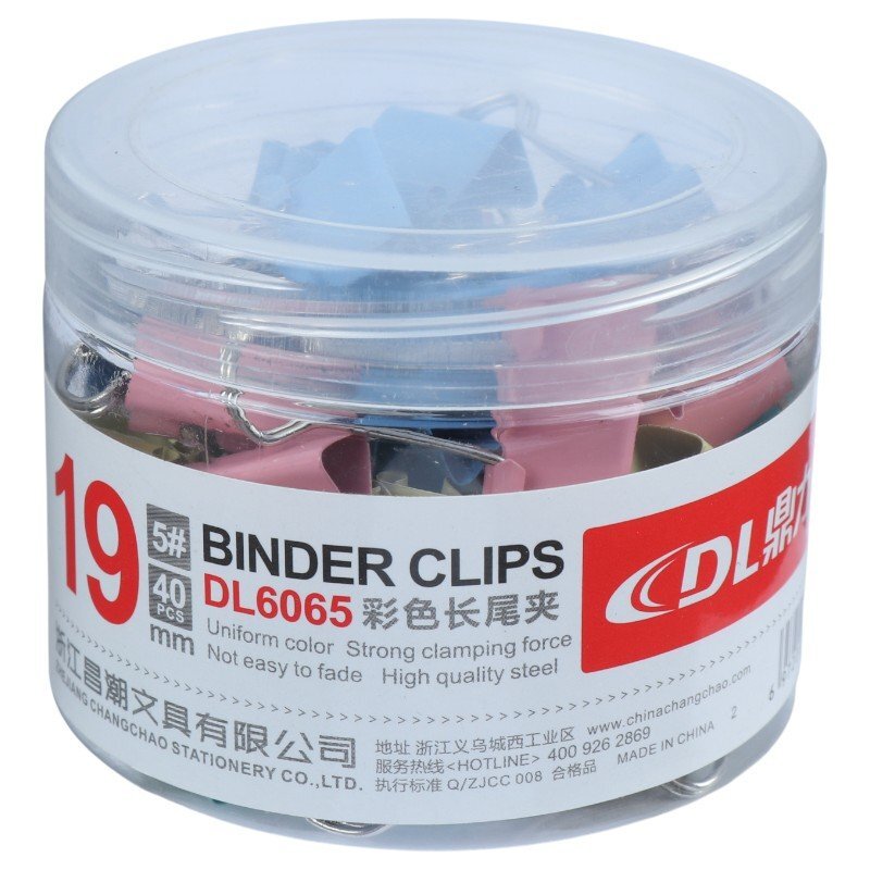 گیره دوبل رنگی DL DL6065 19mm بسته 40 عددی