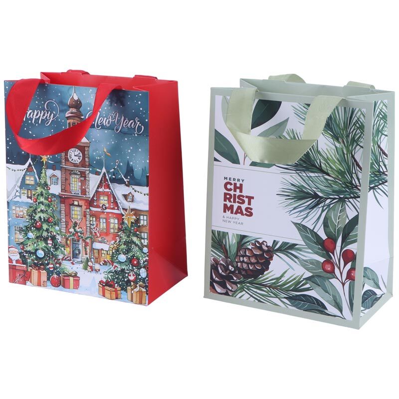 ساک دستی مقوایی طرح کریسمس 2025071