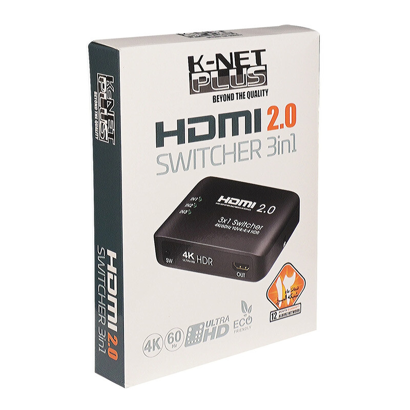 سوییچ 3 پورت HDMI کی نت پلاس KP-S723 + ریموت کنترل