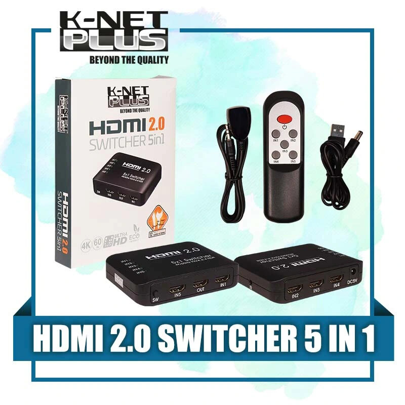 سوییچ 5 پورت HDMI کی نت پلاس KP-S725 + ریموت کنترل