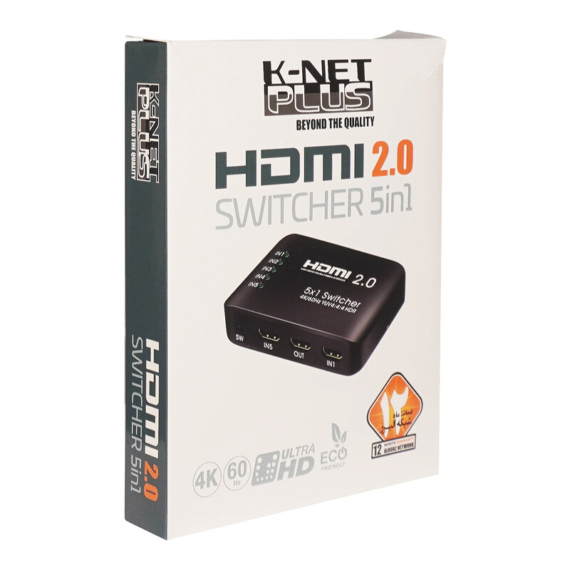 سوییچ 5 پورت HDMI کی نت پلاس KP-S725 + ریموت کنترل