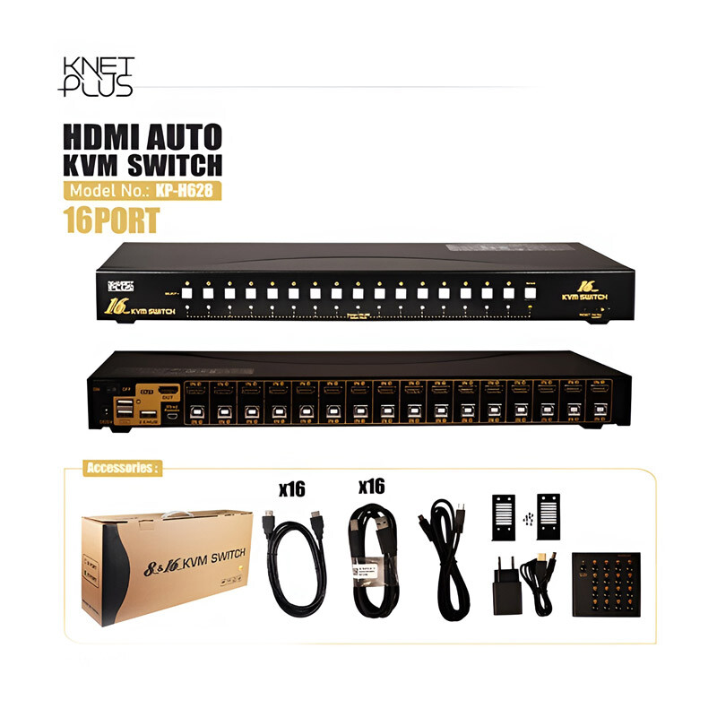سوییچ 16 پورت KVM کی نت پلاس KP-H6216