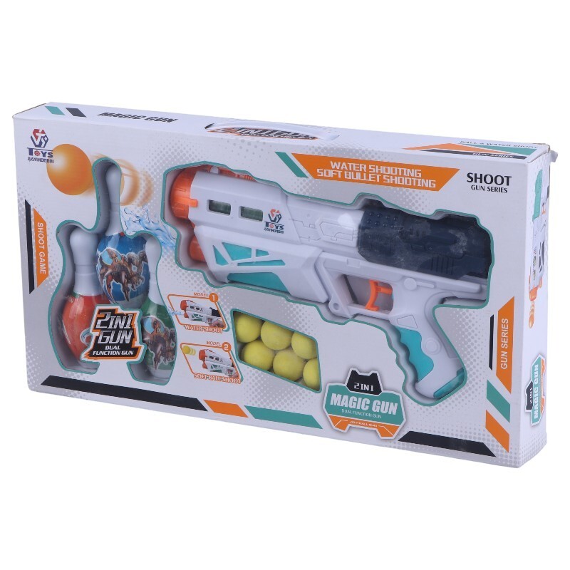 تفنگ دو کاره آبپاش و توپ پرتاب کن همراه بولینگ جیای هونگ کی 648 کد 101254