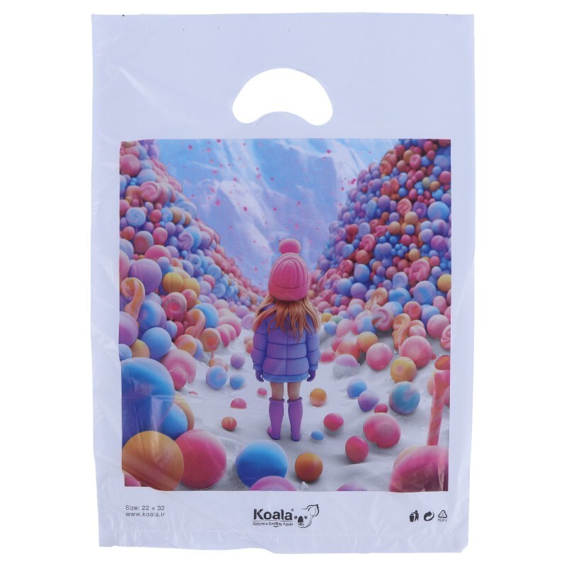 نایلون دسته موزی کوالا طرح فانتزی سایز 32*22 سانتی متر بسته 100 عددی