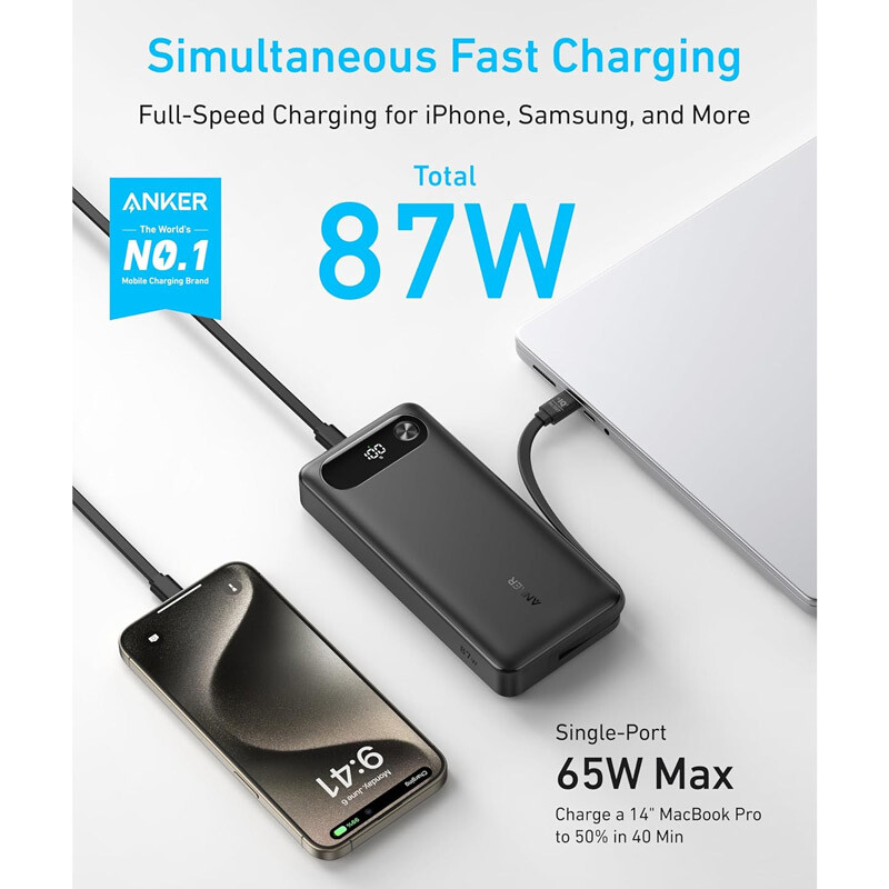 پاور بانک فست شارژ انکر A1383 PD 65W ظرفیت 20000 میلی آمپر ساعت