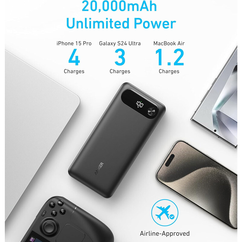 پاور بانک فست شارژ انکر A1383 PD 65W ظرفیت 20000 میلی آمپر ساعت