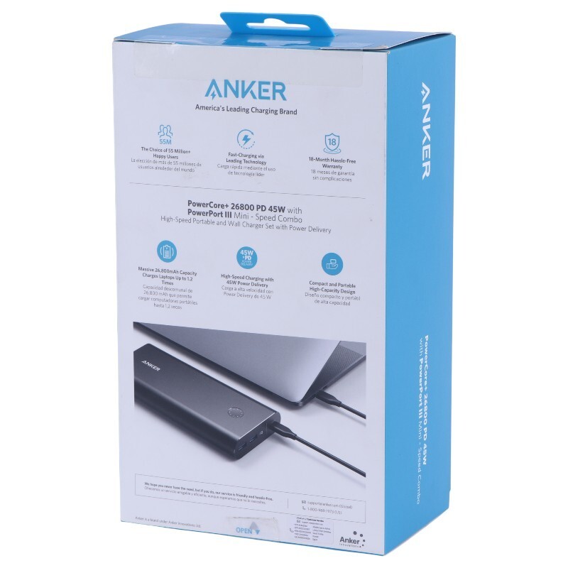 شارژر دیواری و پاور بانک فست شارژ انکر PowerCore+ B1376 PD 45W ظرفیت 26800 میلی آمپر ساعت