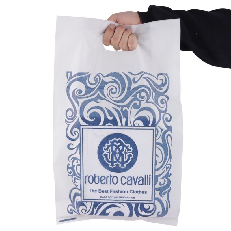 نایلون دسته دار مات طرح ROBERT CAVALLI سایز 50*30 سانتی متر بسته 1 کیلویی