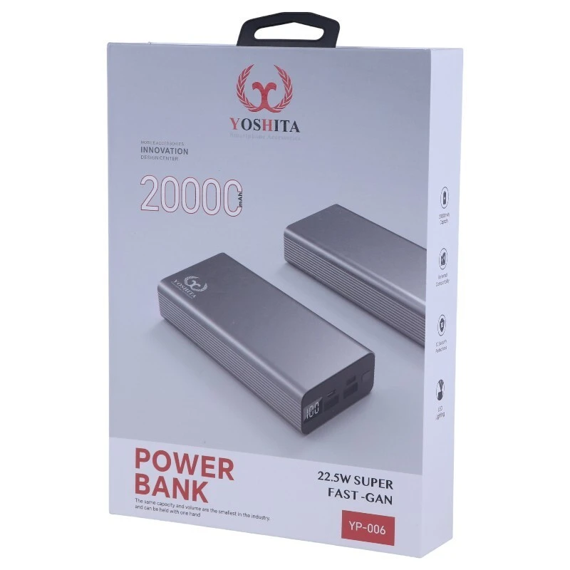 پاور بانک فست شارژ یوشیتا YP-006 PD 22.5W ظرفیت 20000 میلی آمپر ساعت