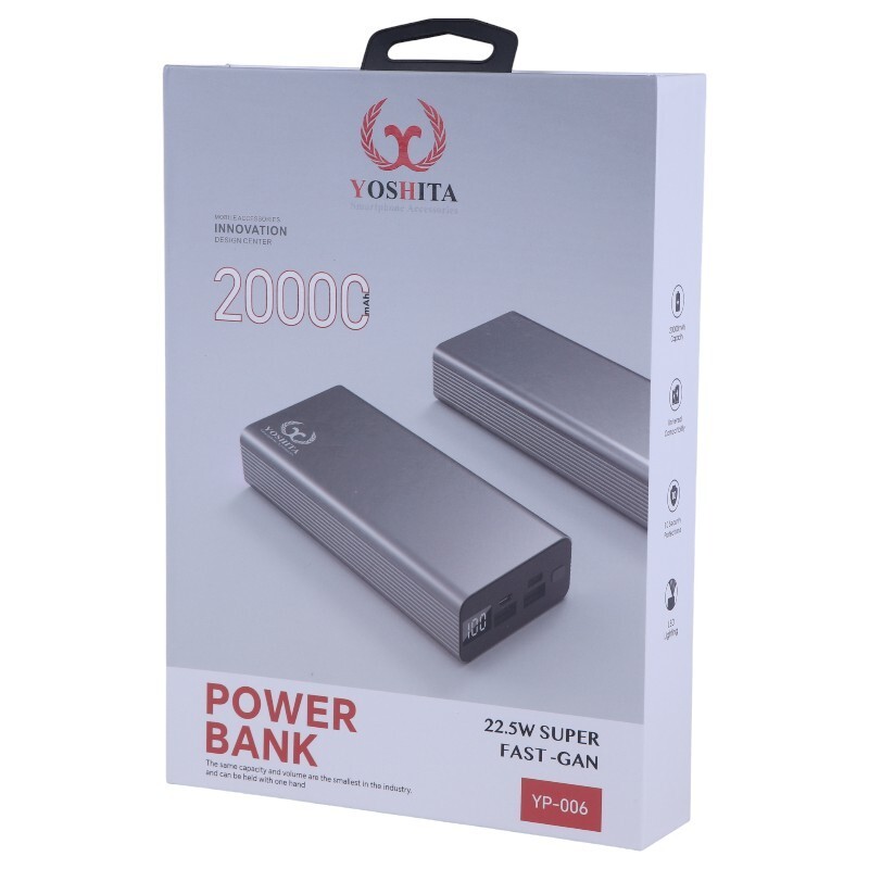پاور بانک فست شارژ یوشیتا YP-006 PD 22.5W ظرفیت 20000 میلی آمپر ساعت