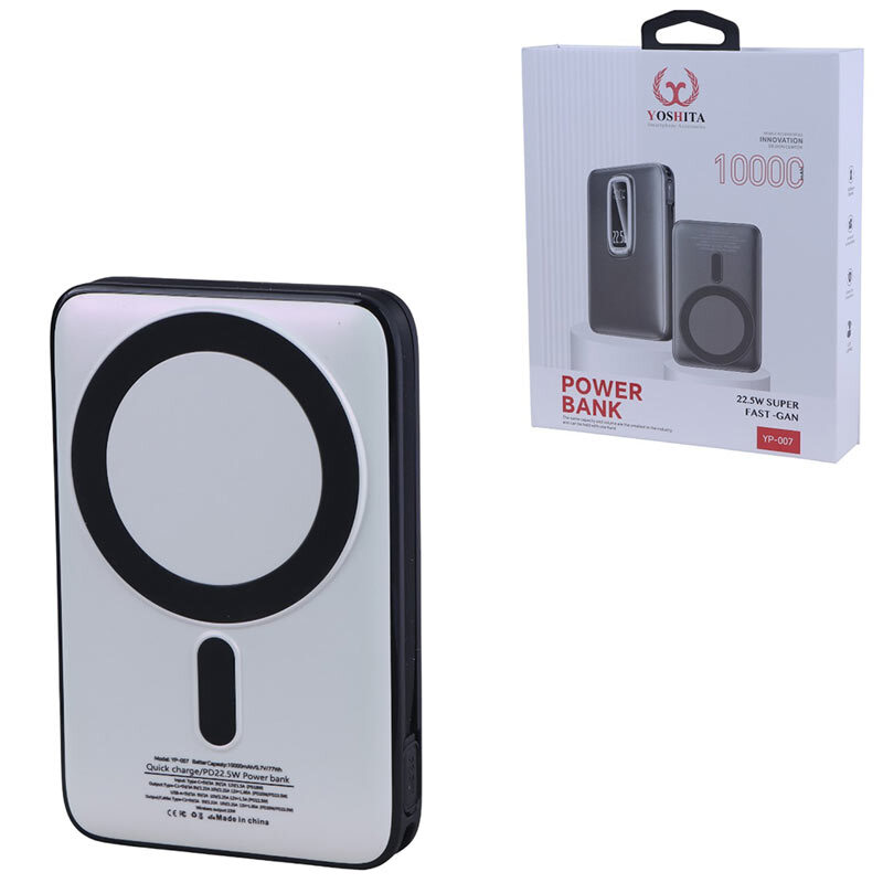 پاور بانک فست شارژ یوشیتا YP-007 PD QC 22.5W ظرفیت 10000 میلی آمپر ساعت