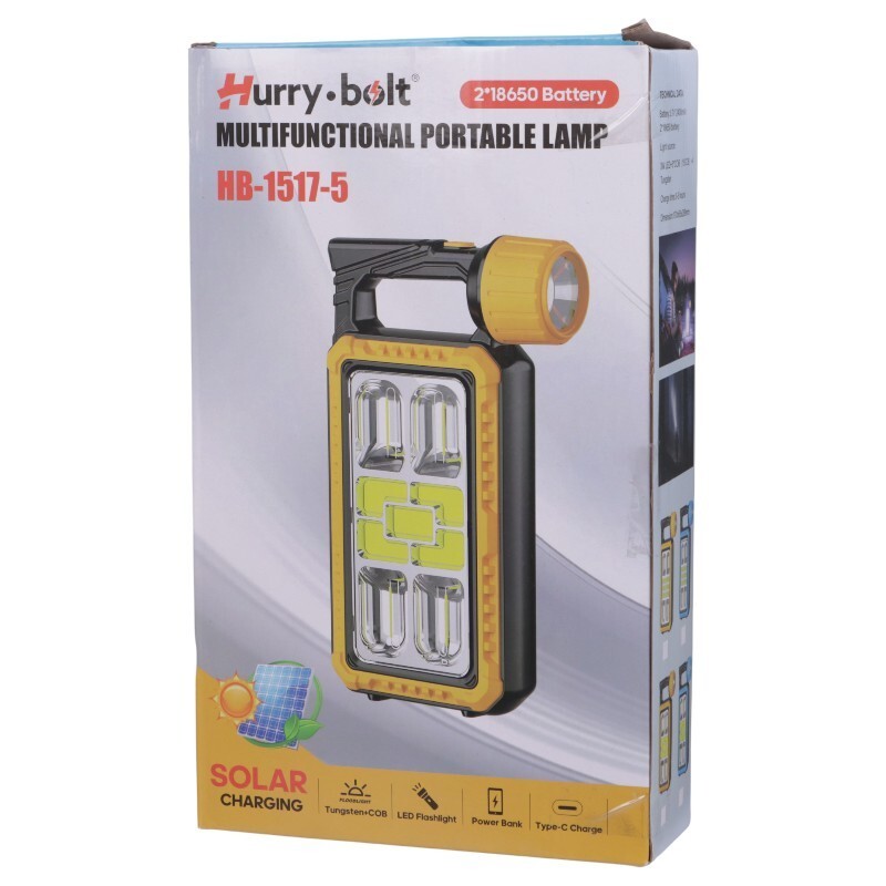 چراغ قوه شارژی خورشیدی Hurry Bolt HB-1517-15