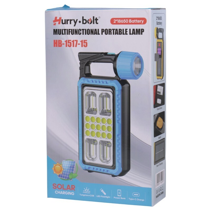 چراغ قوه شارژی خورشیدی Hurry Bolt HB-1517-15