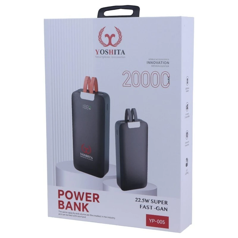 پاور بانک فست شارژ یوشیتا YP-005 PD 22.5W ظرفیت 20000 میلی آمپر ساعت