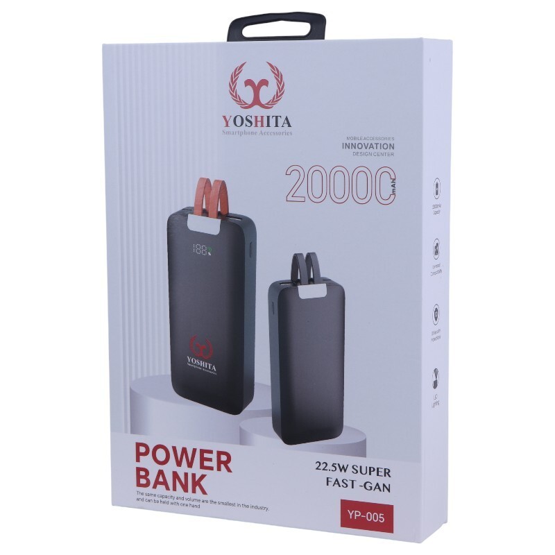 پاور بانک فست شارژ یوشیتا YP-005 PD 22.5W ظرفیت 20000 میلی آمپر ساعت