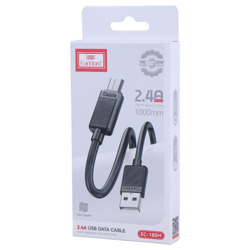 کابل میکرو یو اس بی فست شارژ 2.4 آمپر ارلدام EC-180M طول 1 متر