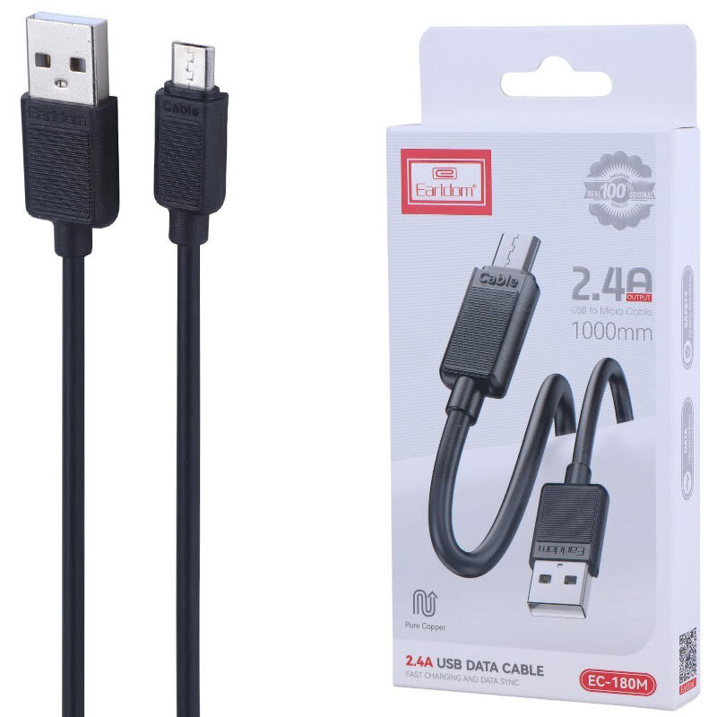 کابل میکرو یو اس بی فست شارژ 2.4 آمپر ارلدام EC-180M طول 1 متر
