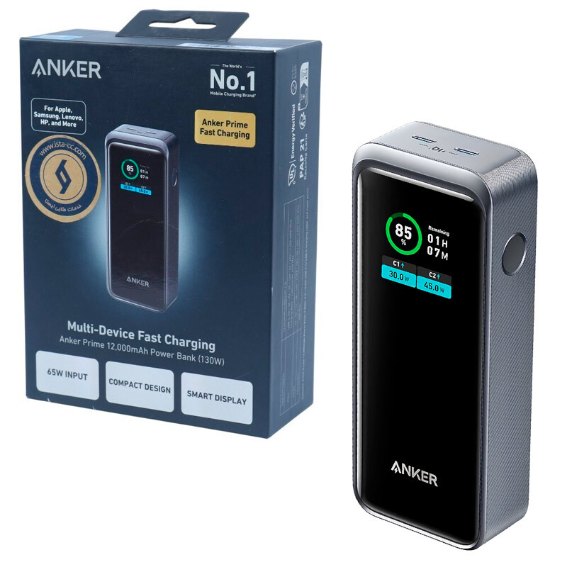 پاور بانک فست شارژ انکر Prime A1335 PD 65W ظرفیت 12000 میلی آمپر ساعت