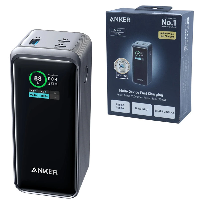 پاور بانک فست شارژ انکر Prime A1336 PD3.0 100W ظرفیت 20000 میلی آمپر ساعت