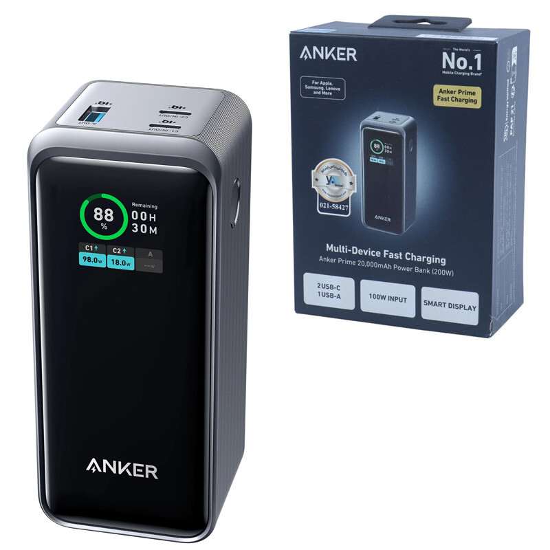 پاور بانک فست شارژ انکر Prime A1336 PD3.0 100W ظرفیت 20000 میلی آمپر ساعت