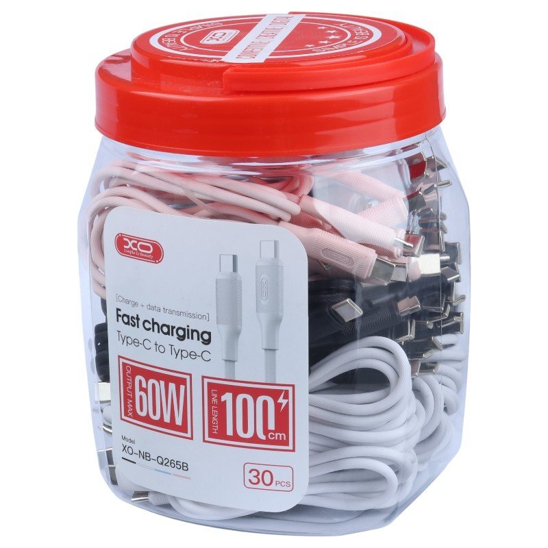 کابل دو سر تایپ سی فست شارژ 60 وات ایکس او XO-NB-Q265B طول 1 متر بسته 30 عددی